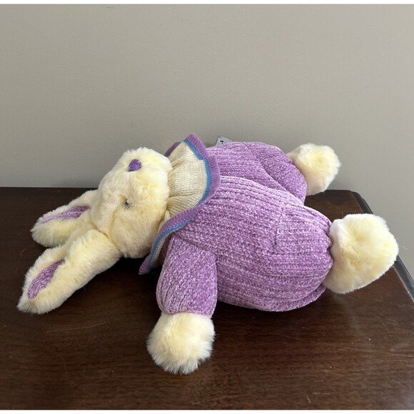 Rich Cream Bunny Rabbit Plush Purple Knit Clown Outfit Chenille ColorRich 14" - Picture 5 of 11
